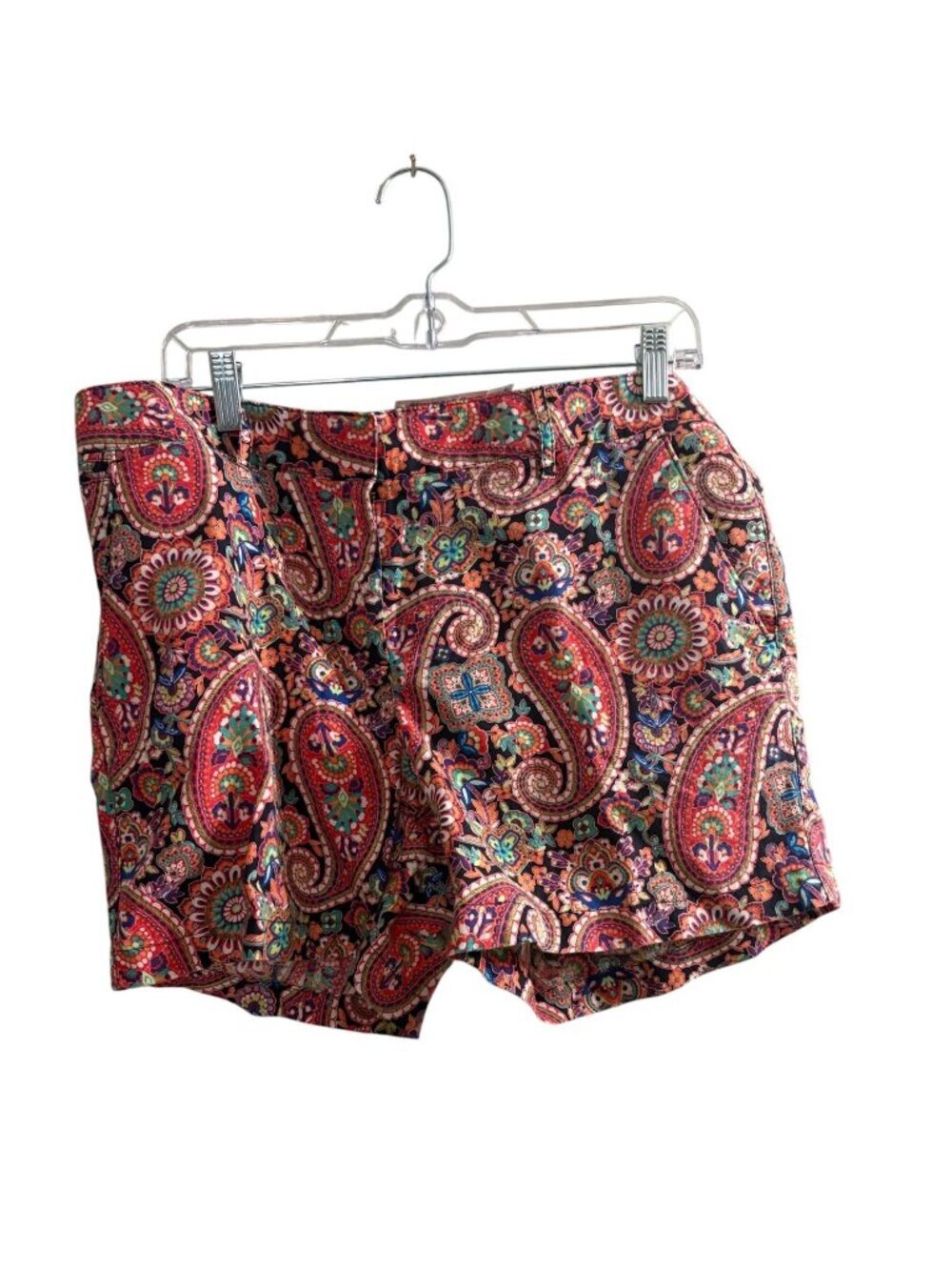 NWT Lands End Womens Low Rise Paisley Print Shorts Linen-Cotton Blend Size 12